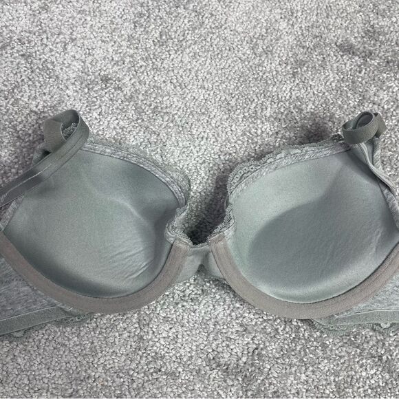 DKNY T-Shirt Bra 34A Gray Push-Up Back Closure Convertible Padded Lace - Picture 8 of 11